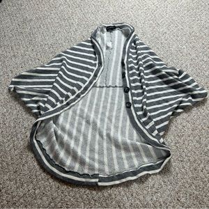 The Podolls Slouch Open Front Button Striped Cardigan Womens XS Short Sleeve